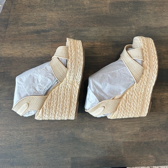 Sam Edelman Vaughn Open Toe Wedges Tan - Picture 4 of 6